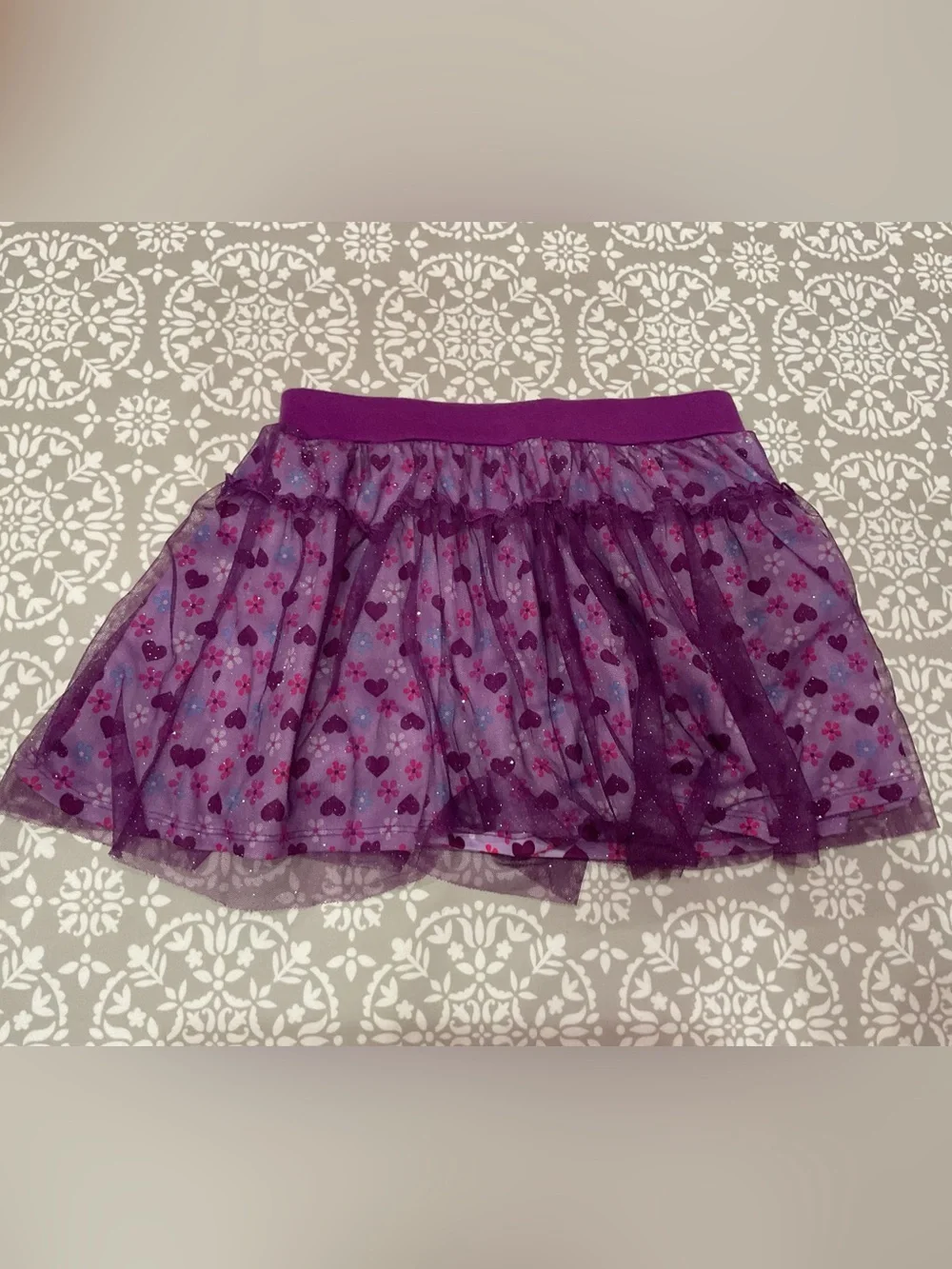 Disney Frozen Elsa Girls Purple Lavender Shirt & Skirt Set Size L (10–12)
